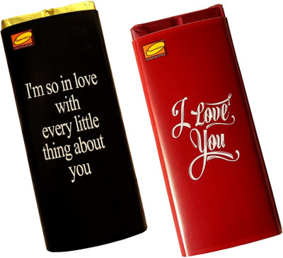 

Innovative Valentine Chocolates with Combo of Love Message I LOVE YOU Bars(Pack of 2, 110 g)