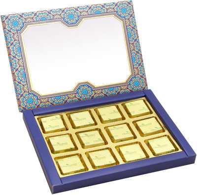 

Ghasitaram Gifts Valentine Gifts Chocolates- 12 pcs Blue Printed Roasted Almond Chocolates Box Bars(180 g)