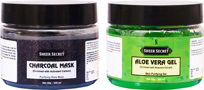 

SHEER SECRET CHARCOAL MASK 300ML and ALOE VERA GEL 300ML(Set of 2)
