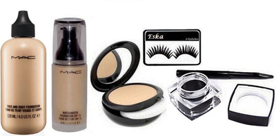 

Eska Eyelashes, Face & Body And match master Foundation , Compact, Fluid line Gel Eyeliner(Set of 5)