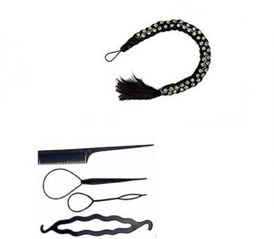 

S R Enterprises bridal hair punjabi chotti extension use for girls and juda maker diy kit tools [pack of 5pcs](Set of 5)