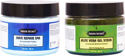 

SHEER SECRET HAIR REPAIR SPA 300ML and ALOE VERA GEL SCRUB 300ML(Set of 2)