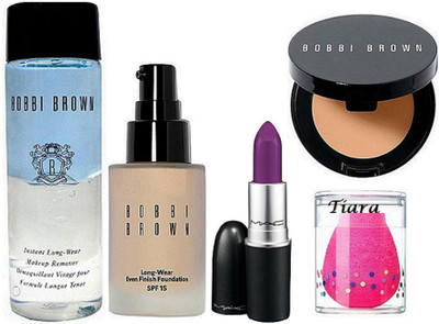 

tiara Sponge Puff&Foundation,Makeup Remover,Concealer,Matte Finish Lipstick(Set of 5)