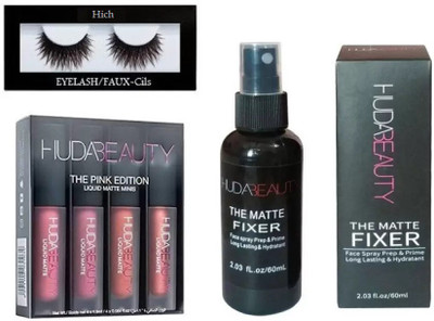 

hich Eyelash & Huda Beauty Pink Edition & Huda Beauty Make Up Fixer(Set of 6)