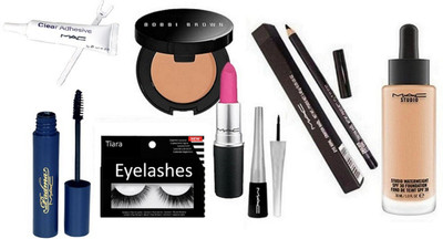 

tiara Eyelashes, Water Weight Foundation,Mascara ,Liquid Eyeliner, Lipstick,Concealer,Eyelashes Glue,Pencil Kajal(Set of 8)