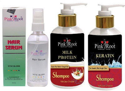 

Pink Root Milk Protein Shampoo, Conditioner with Hair Serum(Set of 3)