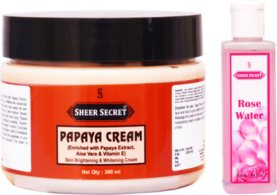 

SHEER SECRET PAPAYA CREAM 300ML and ROSE WATER 100ML(Set of 2)
