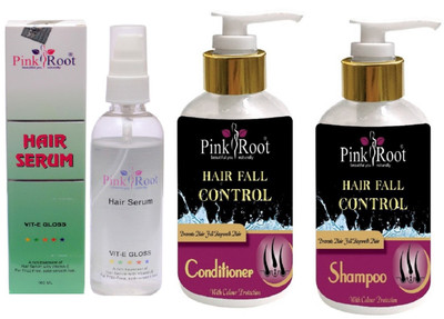 

Pink Root Hair Fall Control Shampoo, Conditioner with Hair Serum(Set of 3)