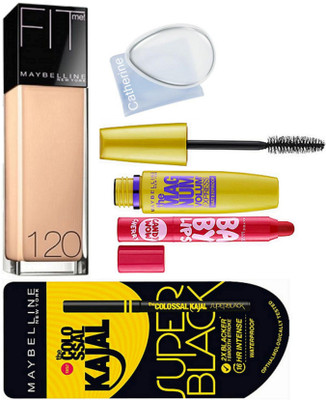

catherine silicon puff, foundation, mascara, lips lip balm kajal(Set of 5)