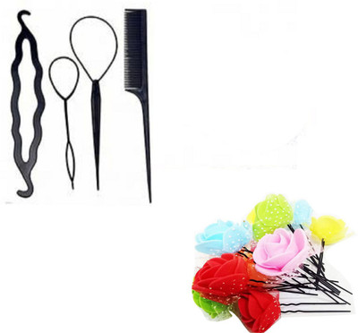 

S R Enterprises hair stylish juda pins colourful and diy kit tools [pack of 16pcs](Set of 16)