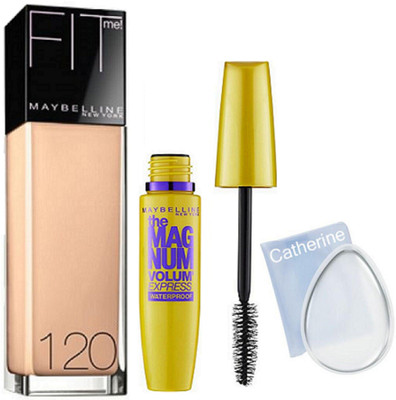 

catherine silicon puff, Fit me foundation, the mag num mascara(Set of 3)