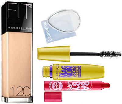 

catherine silicon puff, foundation, mascara, lip balm(Set of 4)