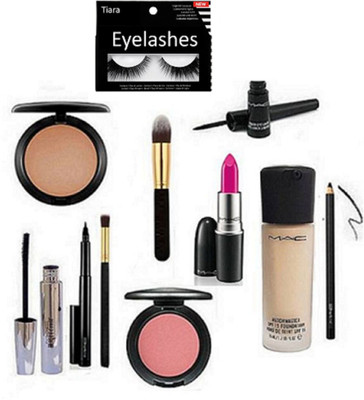 

tiara Eyelashes,Compact,Blusher, Lipstick,Liquid Eyeliner, Mascara,Pencil Kajal,Makeup Brush 2,Pen Eyeliner(Set of 11)