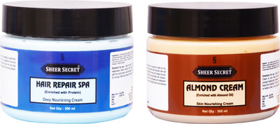 

SHEER SECRET HAIR REPAIR SPA 300ML and ALMOND CREAM 300ML(Set of 2)