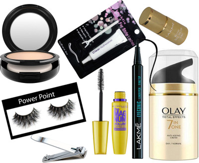 

powerpoint Eyelashes& Compact&Nail Cutter&Eyelashes Glue& Mascara& Eyeconic Eyeliner& Nail Colour(Set of 8)