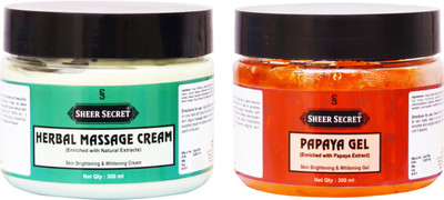 

SHEER SECRET PAPAYA GEL 300ML and HERBAL MASSAGE CREAM 300ML(Set of 2)