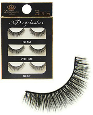 

Futurekart 3 Pairs Black Handmade Natural 3D Thick Long False Eyelashes(Pack of 3)