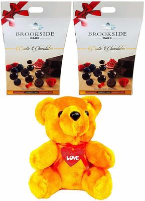 

Brookside -Valentine Gift Combo with 2 Packs of Exotic Dark Chocolates Pack, 90g & A Beautiful Teddy Combo(2)