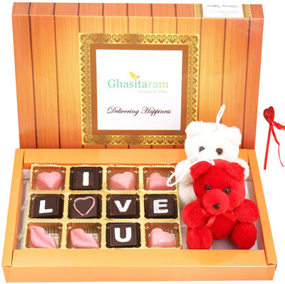 

Ghasitaram Gifts Chocolates-I love You Chocolates with Teddies Combo(5)