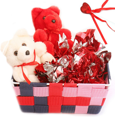 

Ghasitaram Gifts Chocolates-Colourful Metal Basket with Teddies and Heart Chocolates Combo(5)