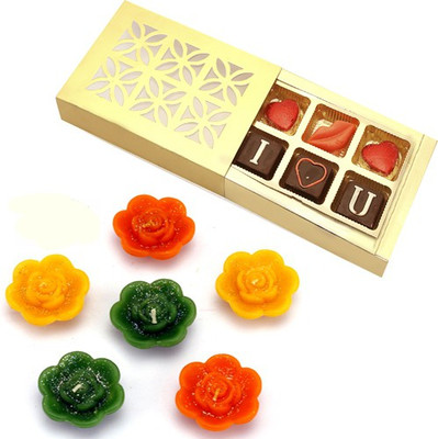 

Ghasitaram Gifts Candles-Set of 6 Floating Candles with Valentine Chocolate Box Combo(7)