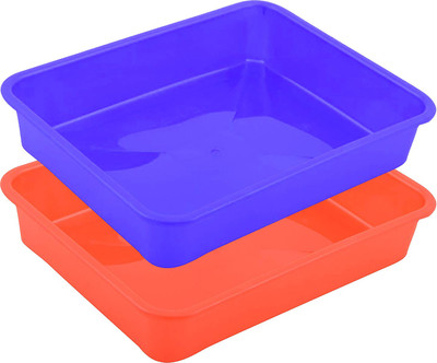 KUBER INDUSTRIES Plastic 2 Pieces Small Size Multipurpose Stationary Tray (Multi)-CTKTC3720 Plastic Fruit & Vegetable Basket(Multicolor)