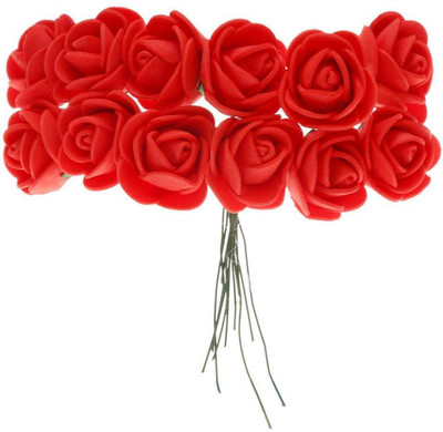 

BOXO Unique And Exquisite Hair Flower Pins For Women And Girls, Soft And Lightweight Hair Flower Pins For Party Wear Use, Set Of 24, White Hair Pin(Red)