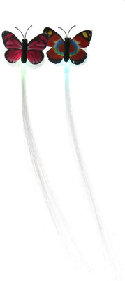 

eDUST New Stylish Wear Color Changing Light Emitting Butterfly Braids Hair Fiber for Evening Parties (Pack of 2, length 35 cm) Hair Clip, Hair Pin, Hair Accessory Set(Multicolor)