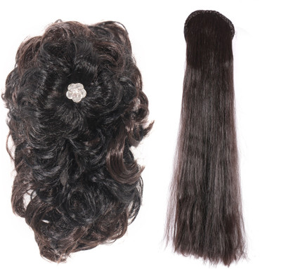 

HONBON Combo 2 piece Wig And Wig Juda For Women And Girls, Extension (Brown) Hair Extension