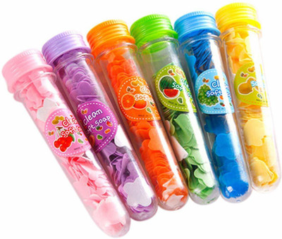 

Akartz Travel Soft Paper Soap in Flower design with bottle Assorted(Set of 3)(50 g, Bottle, Pack of 4)