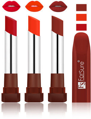 Forsure Bright Red, Nude, Chocolate Velvet Matte Lipsticks(Bright Red, Nude, Chocolate)