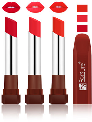 

Forsure Red, Peach, Beach Nude Velvet Matte Lipsticks(Red, Peach, Beach Nude)