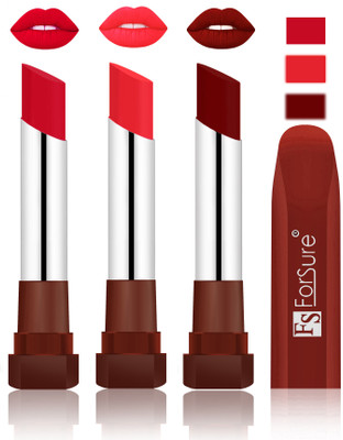 

Forsure Color Rich Matte Lipsticks(Red, Peach, Dark Maroon)