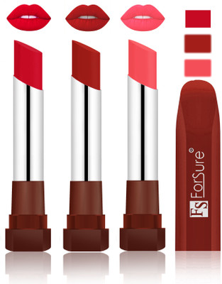 

Forsure Color Rich Matte Lipsticks(Red, Brown, Peach)