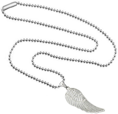 Shiv Jagdamba Angle Wing Feather Locket With Chain Rhodium Zinc, Alloy Pendant