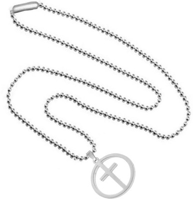Shiv Jagdamba Religious Jewelry Round Shape Jesus Cross Locket With Chain Stainless Steel Pendant Set