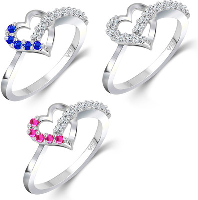 VIGHNAHARTA Multicolour Ring Alloy Cubic Zirconia, Crystal Rhodium Plated Ring