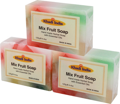

Khadi India Santosh Mix Fruit with Essential Oil Harbal Hand Made Body Wash Soap (Ayurvedic Hand Made)(375 g, Pack of 3)