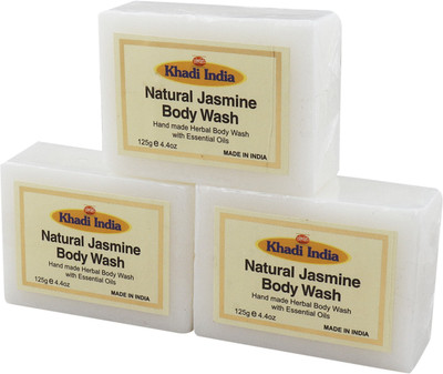 

Khadi India Santosh Natural Jasmin Body Wash Soap Ayurvedic Hand Made(375 g, Pack of 3)