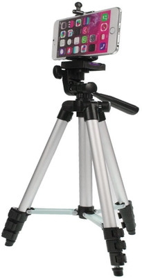 

LIFEMUSIC Phone Camera Stand Holder Tripod-3110 Portable Tripod(Silver & Black, Supports Up to 1500)