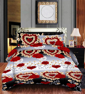 SHIV TEXTILE 144 TC Polycotton Double 3D Printed Flat Bedsheet(Pack of 1, Multicolor)