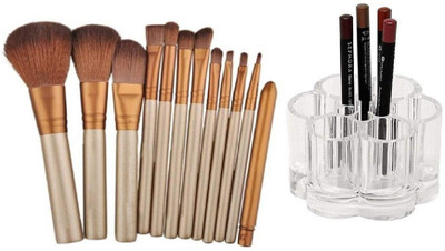 

Boldnyoung Make Up Clear Acrylic Lipstick Nail Paint Organizer 6 Sections with Brush - Set of 12(Pack of 18)