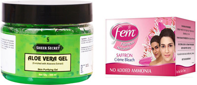 

Sheer Secret Aloe Vera Gel 300ml and Fem Saffron Bleach 64g(Set of 2)