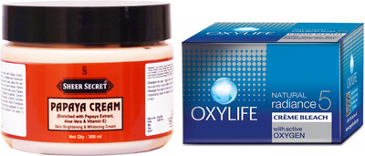 

Sheer Secret Papaya Cream 300ml and Oxylife Bleach 27g(Set of 2)
