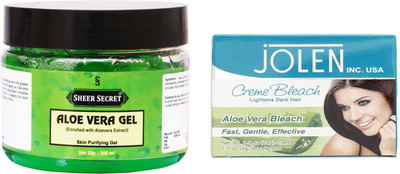 

Sheer Secret Aloe Vera Gel 300ml and Jolen Aloe Vera Bleach 35g(Set of 2)