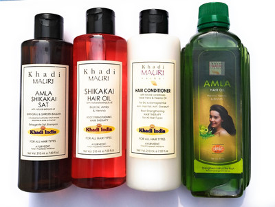 

Khadi Mauri Amla shikakai shampoo + Aloe vera hair conditioner + Amla hair oil + Shikakai hair oil herbal combo(Set of 1)