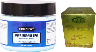 

Sheer Secret Hair Repair Spa 300ml and Pink Root Gold Bleach 50g(Set of 2)