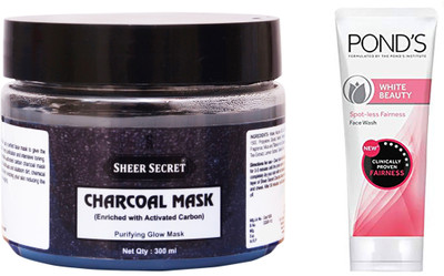 

Sheer Secret Charcoal Mask 300ml and Pond's White Beauty Face Wash 100ml(Set of 2)