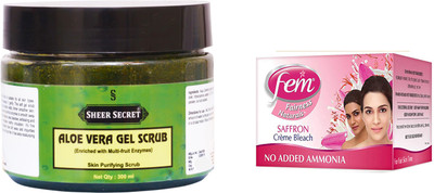 

Sheer Secret Aloe Vera Scrub 300ml and Fem Saffron Bleach 64g(Set of 2)