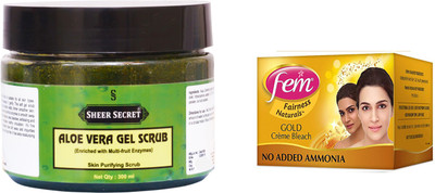 

Sheer Secret Aloe Vera Scrub 300ml and Fem Gold Bleach 40g(Set of 2)